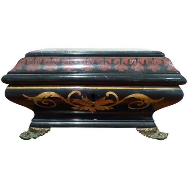 A Rare Scagliola Tea Caddy in the Form of a Sarcophagus